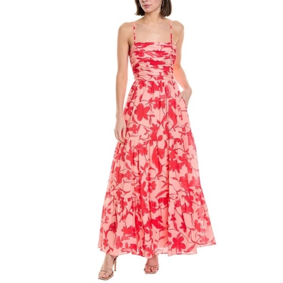 Hutch Dresses & Skirts - NWT Hutch Bethy Pink Floral Tiered Maxi Dress - Spaghetti Strap Size L